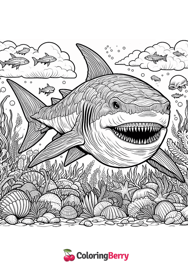 Megalodon Shark Coloring Page