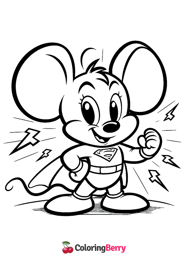 Mighty Mouse Coloring Page