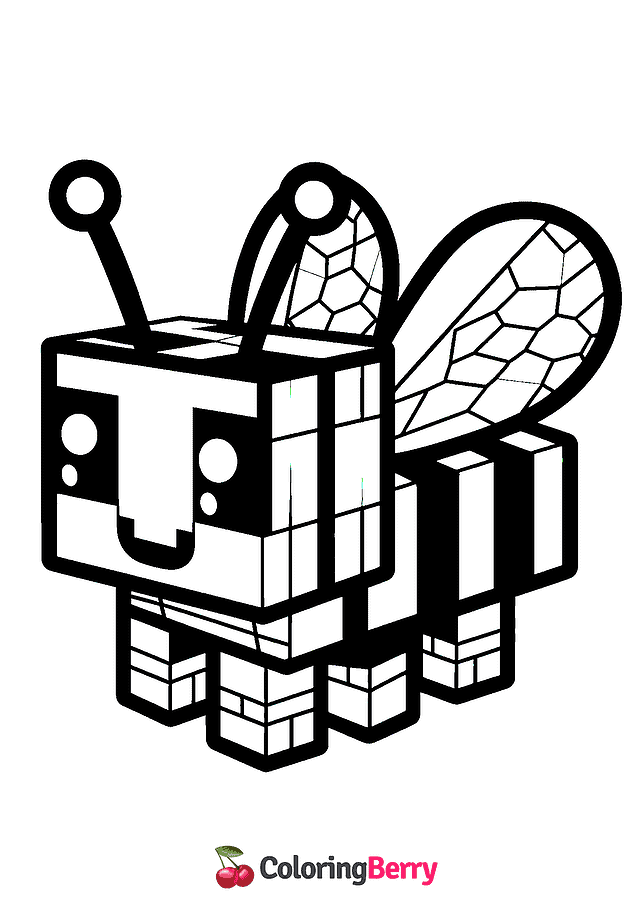 Minecraft Bee Coloring Page