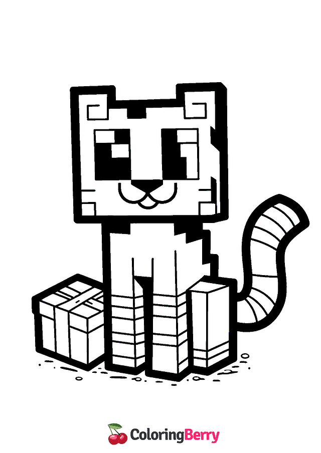 Minecraft Cat Coloring Page