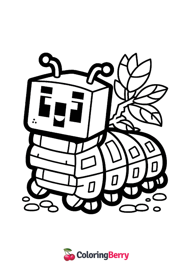 Minecraft Caterpillar Coloring Page