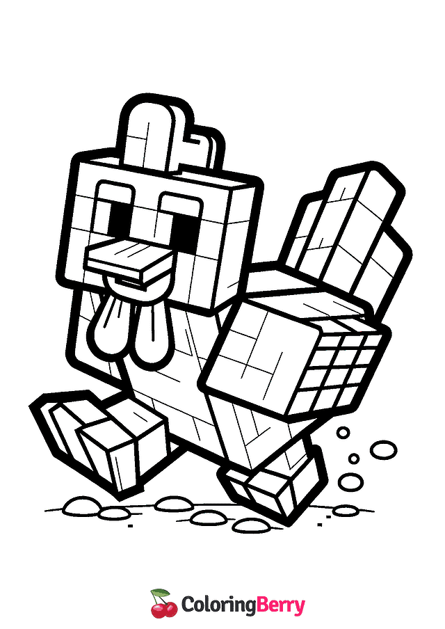 Minecraft Chicken Coloring Page