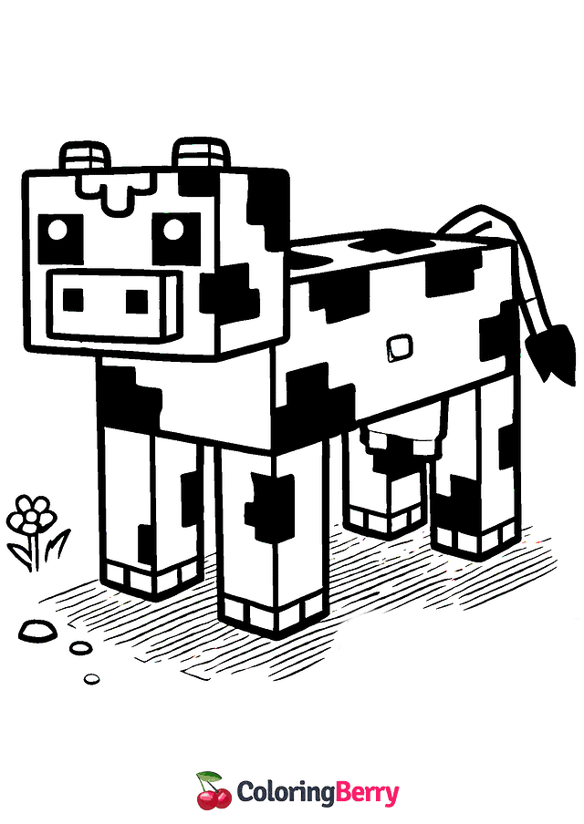 Minecraft Cow Coloring Page