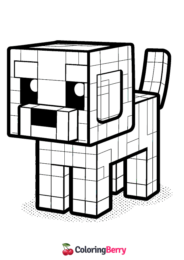 Minecraft Dog Coloring Page