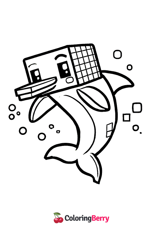 Minecraft Dolphin Coloring Page