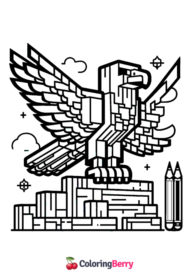 Minecraft Eagle Coloring Page