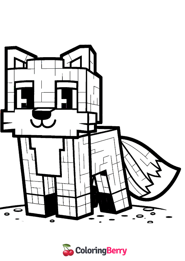 Minecraft Fox Coloring Page