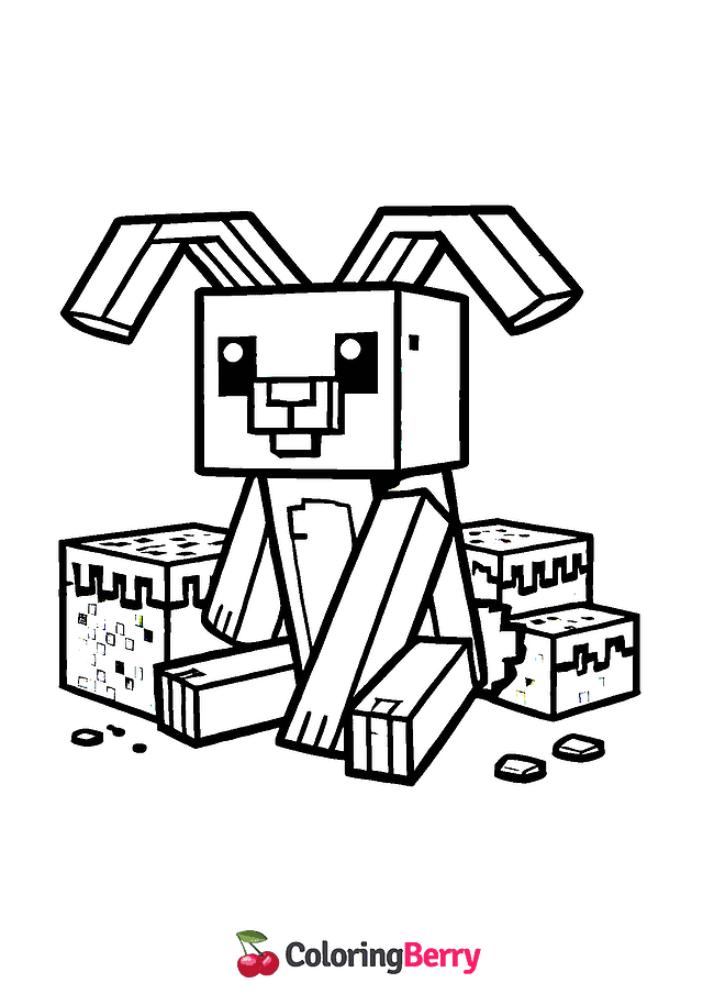 Minecraft Hare Coloring Page