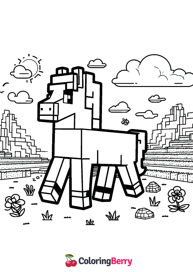 Minecraft Horse Coloring Page