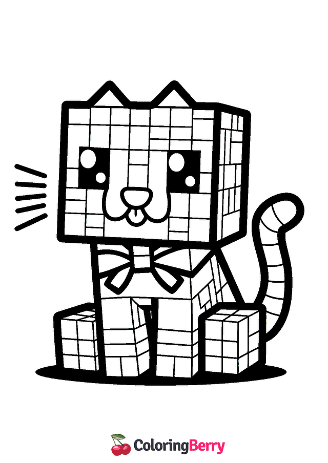 Minecraft Kitty Coloring Page