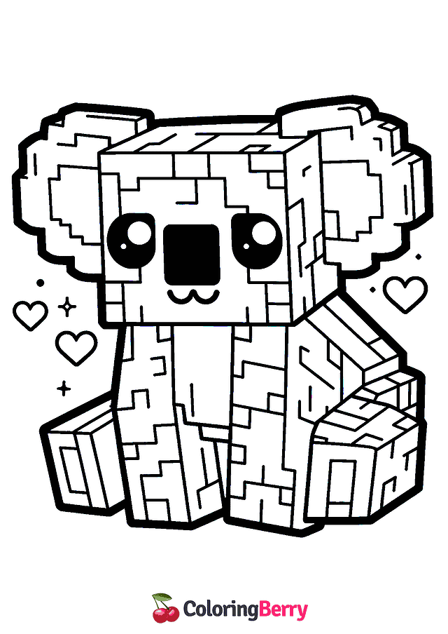 Minecraft Koala Coloring Page