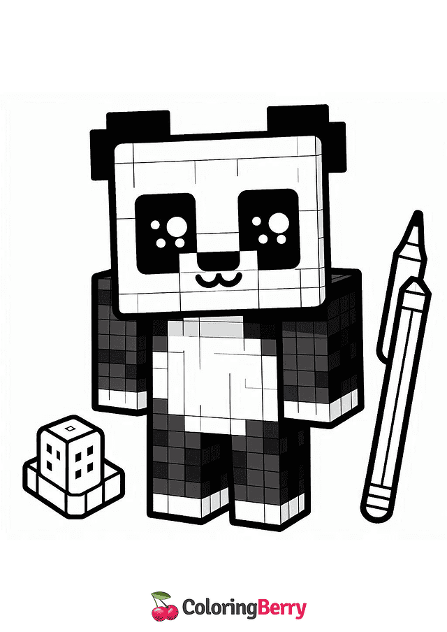 Minecraft Panda Coloring Page