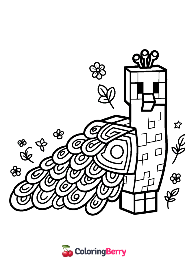 Minecraft Peacock Coloring Page