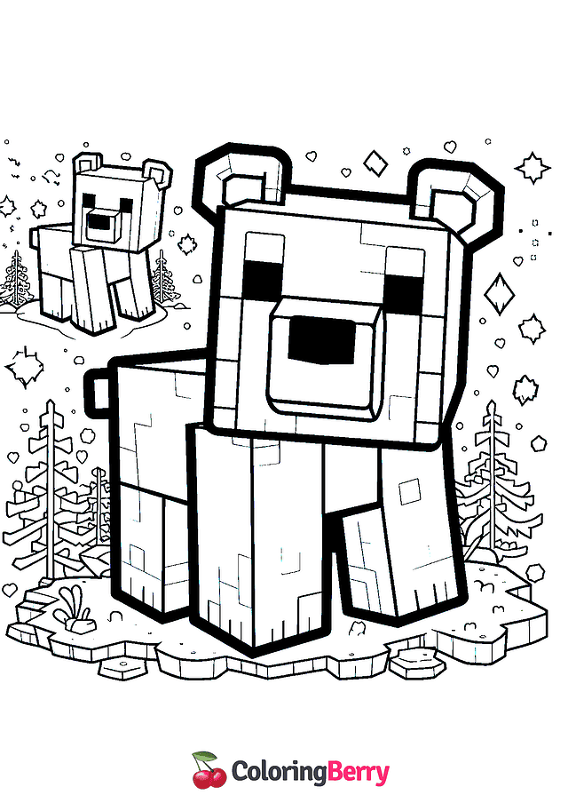 Minecraft Polar Bear Coloring Page