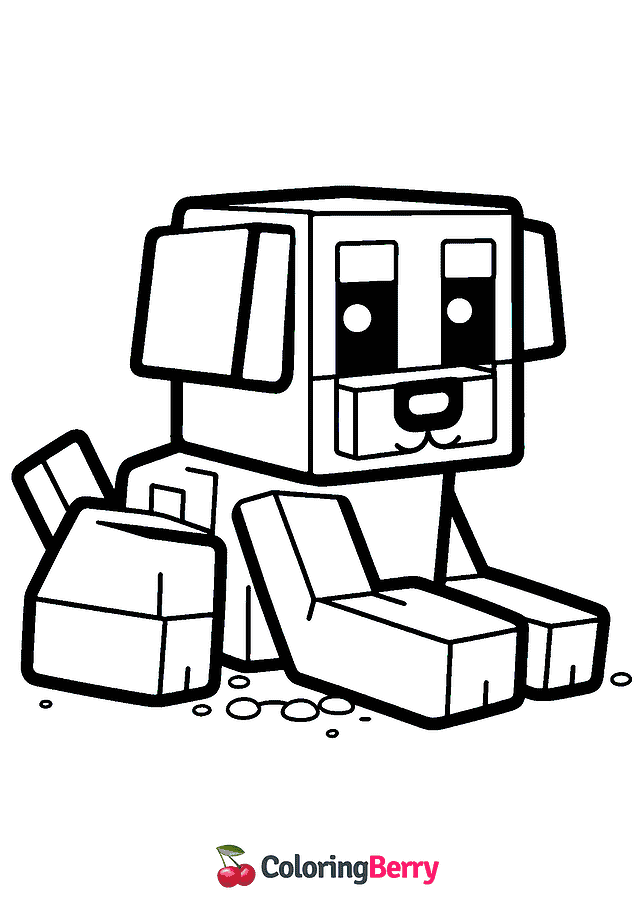 Minecraft Puppy Coloring Page