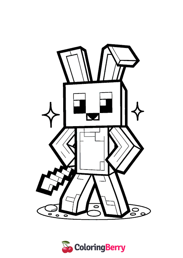 Minecraft Rabbit Coloring Page