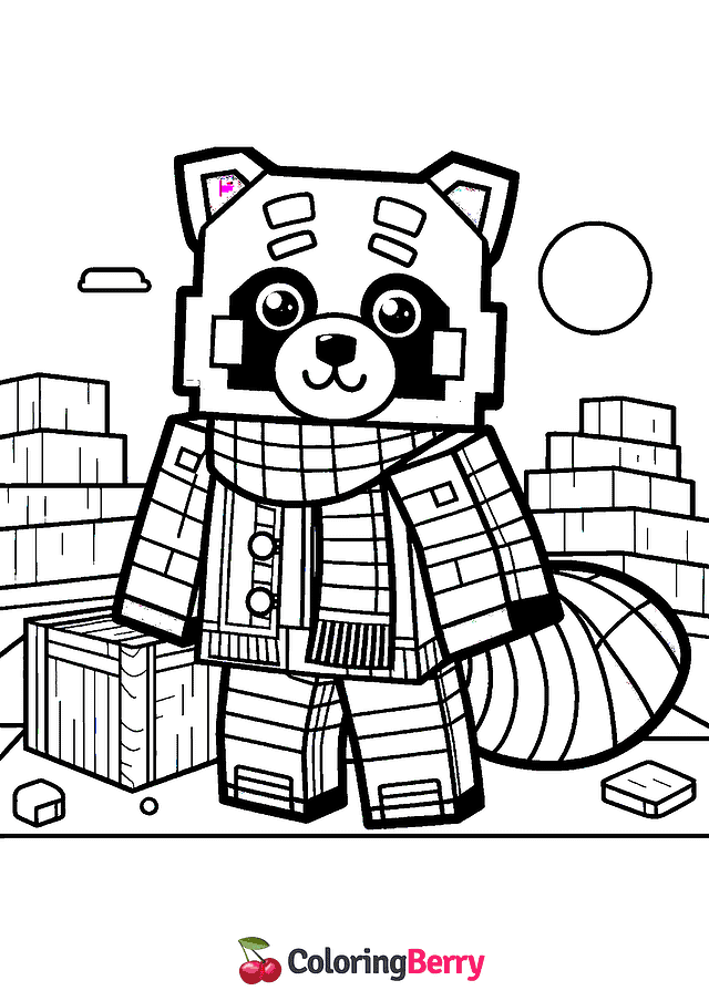 Minecraft Red Panda Coloring Page