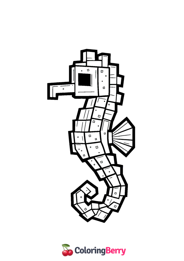 Minecraft Seahorse Coloring Page