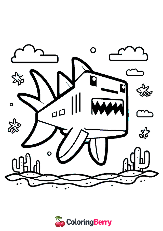 Minecraft Shark Coloring Page