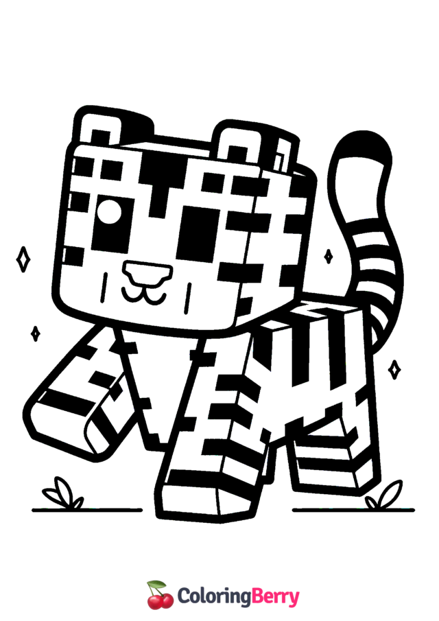 Minecraft Tiger Coloring Page