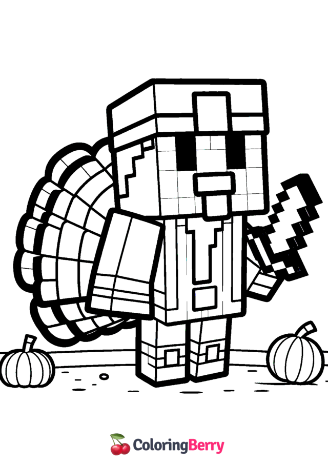 Minecraft Turkey Coloring Page