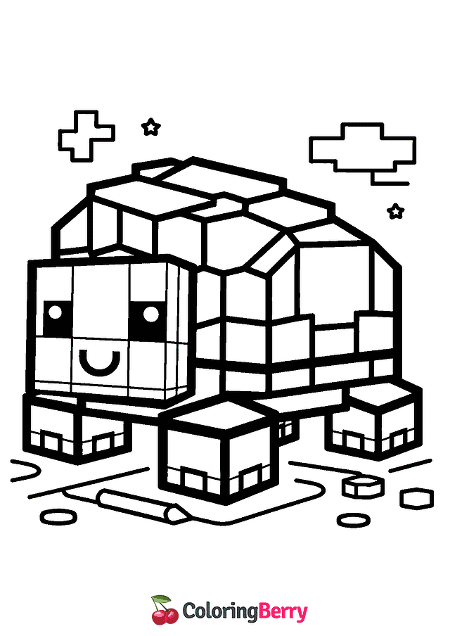 Minecraft Turtle Coloring Page