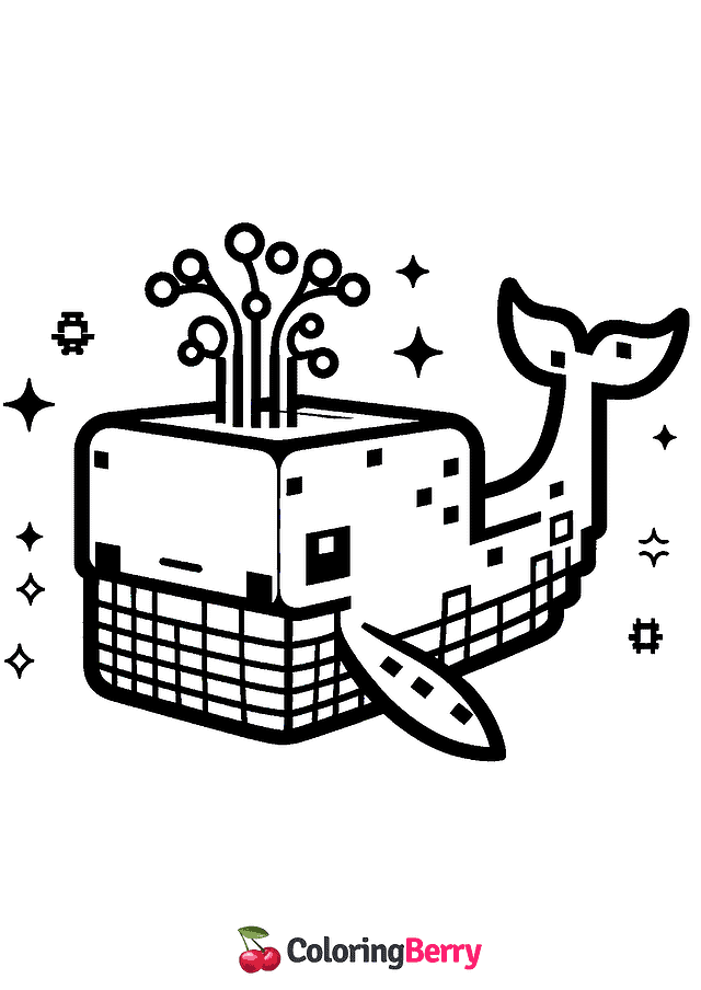 Minecraft Whale Coloring Page