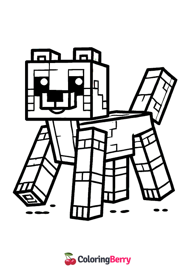 Minecraft Wolf Coloring Page