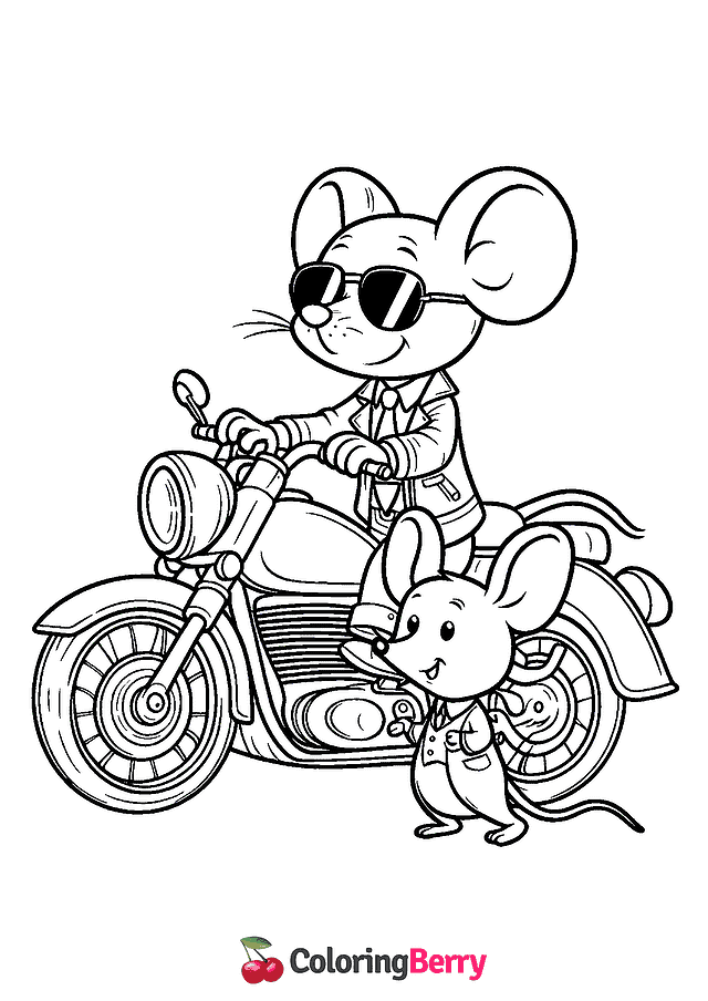 Mouse and the Motorcycle Coloring Page