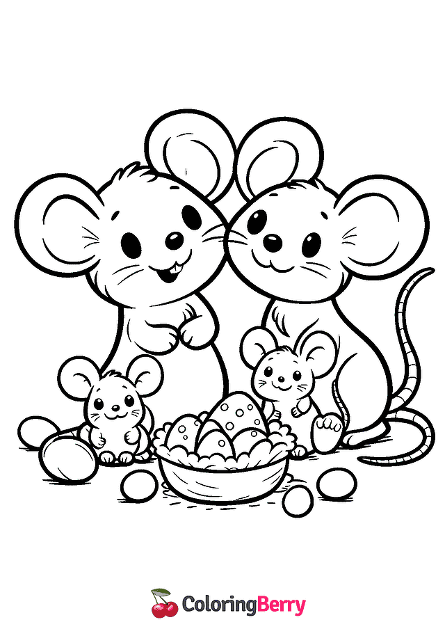 Mouse Family Coloring Page