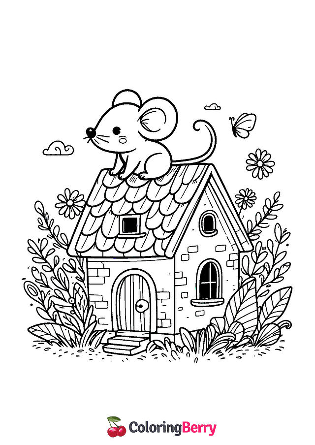 Mouse House Coloring Page