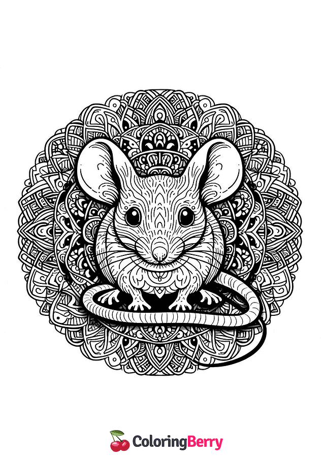 Mouse Mandala Coloring Page