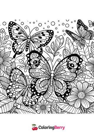Multiple Butterfly Coloring Page