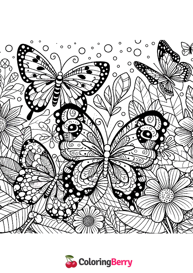 Multiple Butterfly Coloring Page