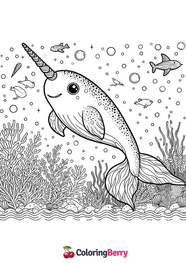 Narwhal Coloring Page