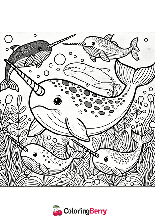 Narwhals Coloring Page
