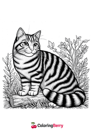 Nature Cat Coloring Page
