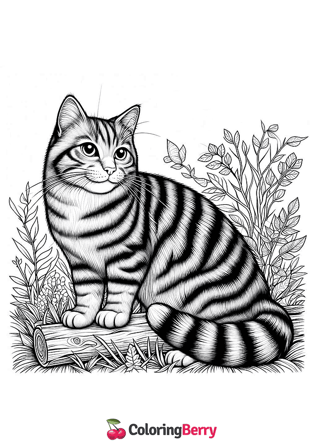 Nature Cat Coloring Page