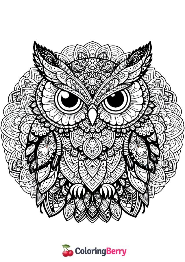 Owl Mandala Coloring Page