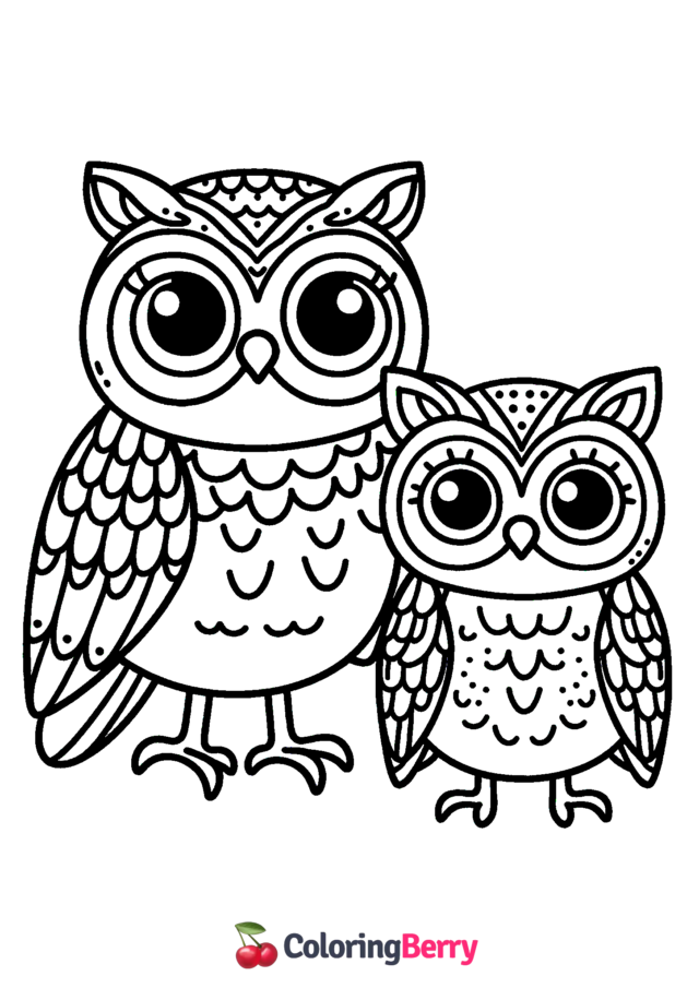 Owls Coloring Page