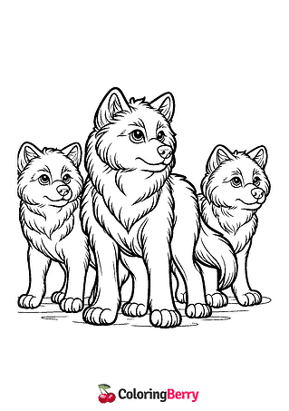 Pack of Wolves Coloring Page