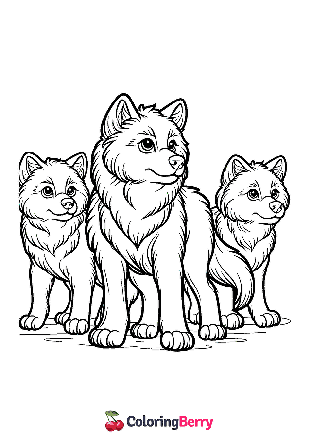 Pack of Wolves Coloring Page