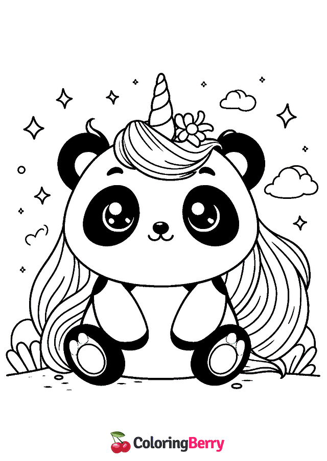 Panda Unicorn Coloring Page