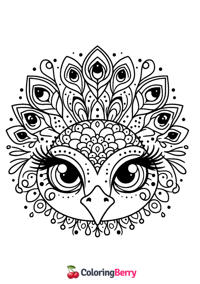 Peacock Face Coloring Page