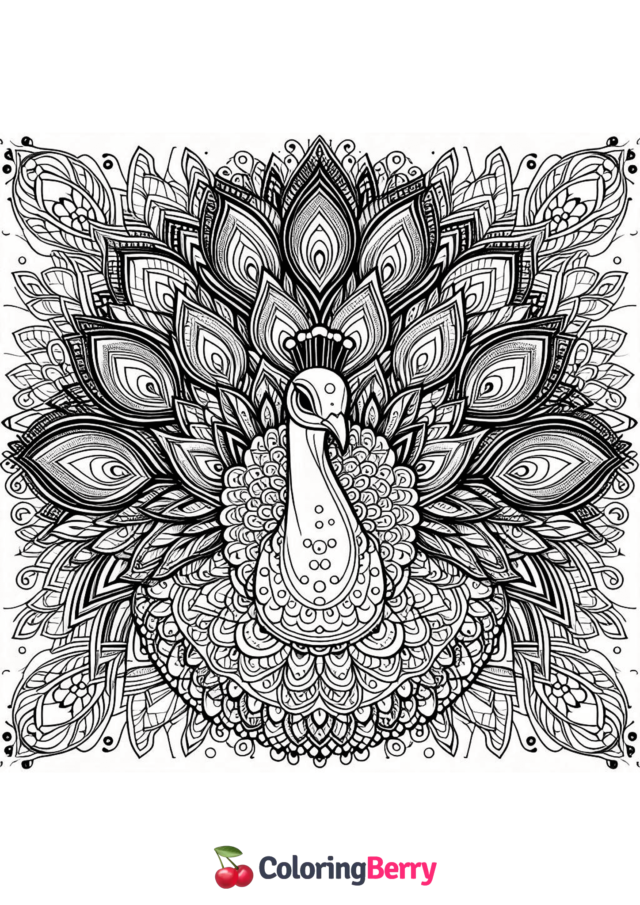 Peacock Mandala Coloring Page