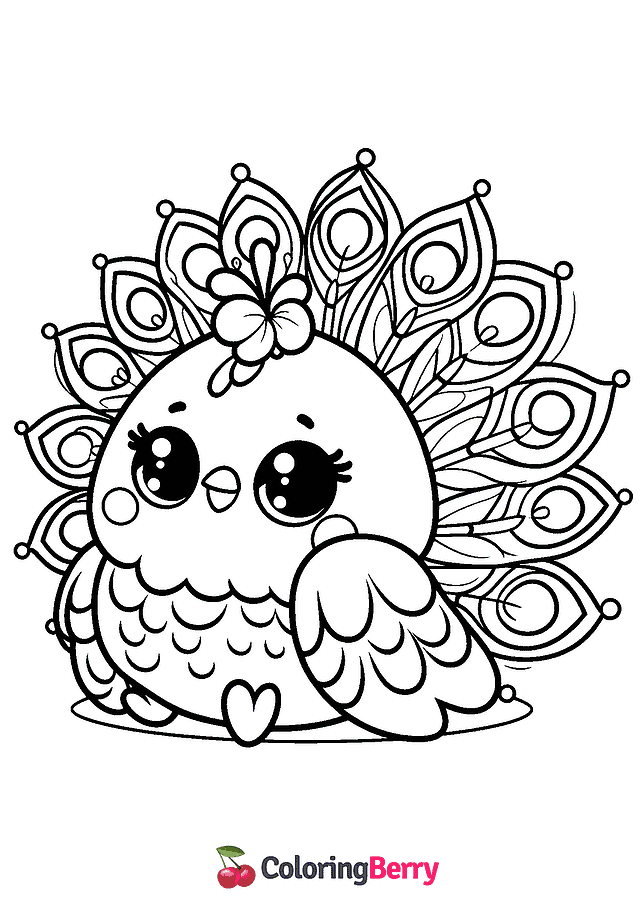 Peacock Squishmallow Coloring Page