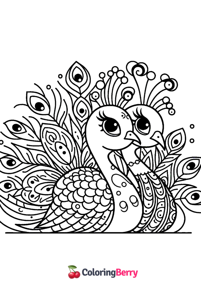 Peacocks Coloring Page