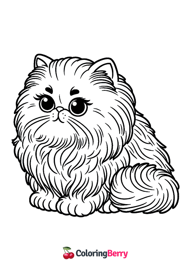 Persian Cat Coloring Page