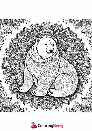 Polar Bear Mandala Coloring Page