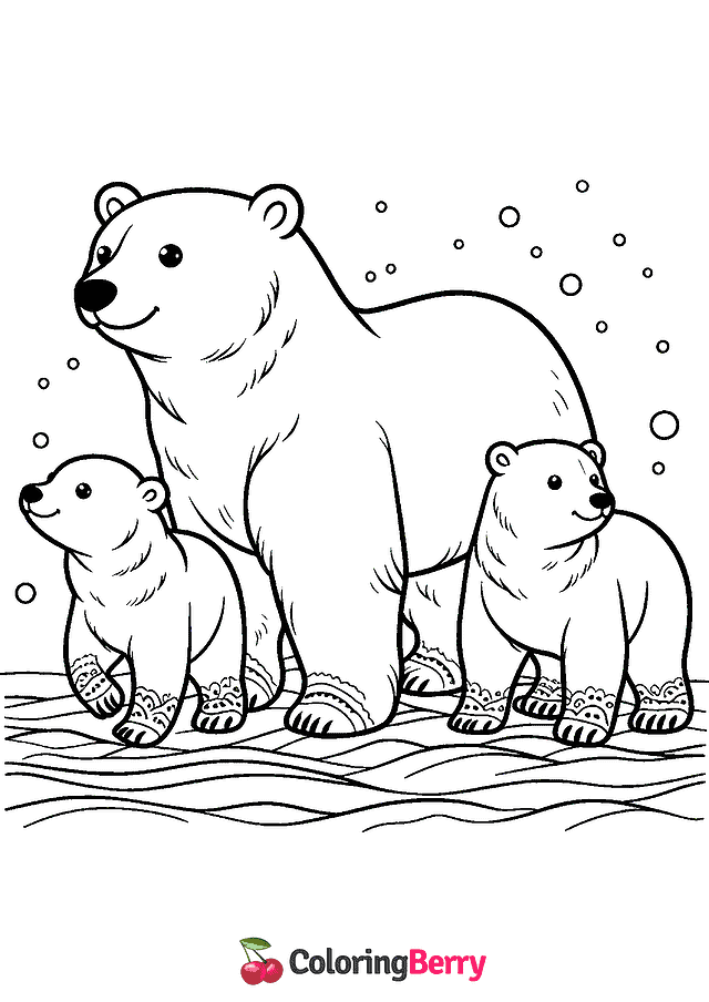 Polar Bears Coloring Page